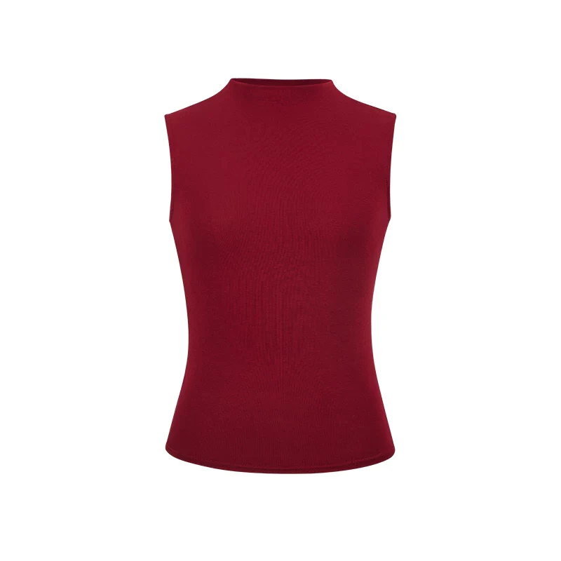 Ärmelloses Damen Tanktop Stehkragen Slim Fit Kurz Sommer - Image 11