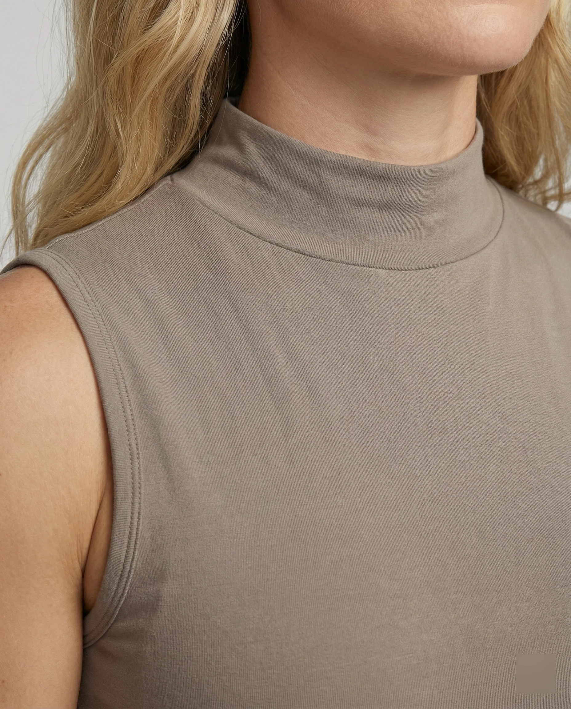 Ärmelloses Damen Tanktop Stehkragen Slim Fit Kurz Sommer - Image 2