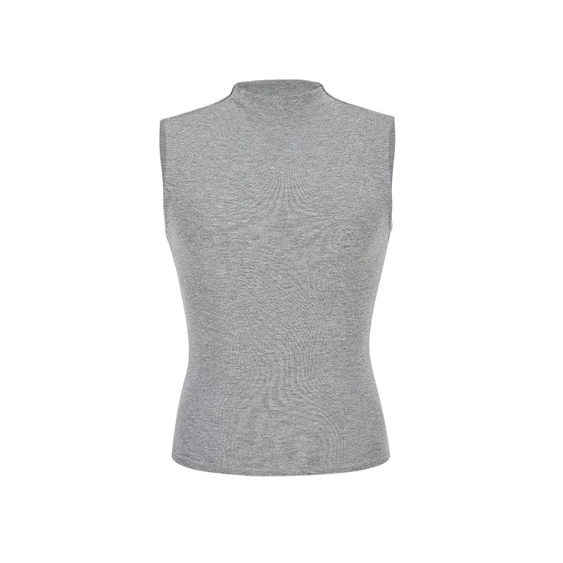 Ärmelloses Damen Tanktop Stehkragen Slim Fit Kurz Sommer - Image 7