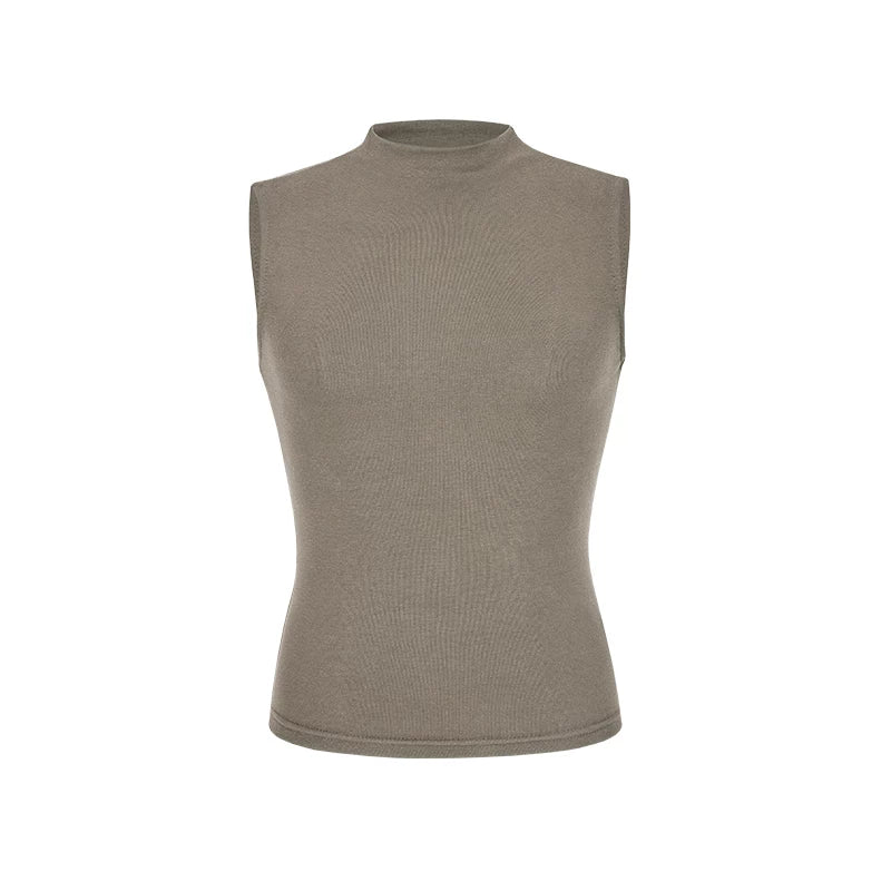Ärmelloses Damen Tanktop Stehkragen Slim Fit Kurz Sommer - Image 8