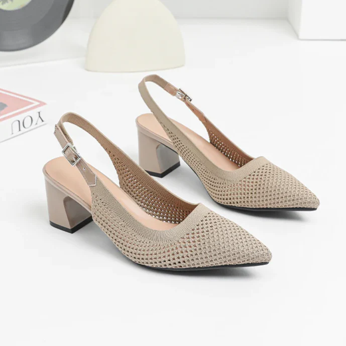 Atmungsaktive Strickschuhe mit spitzer Zehe und Knöchelriemen Heidi Mode - Image 2