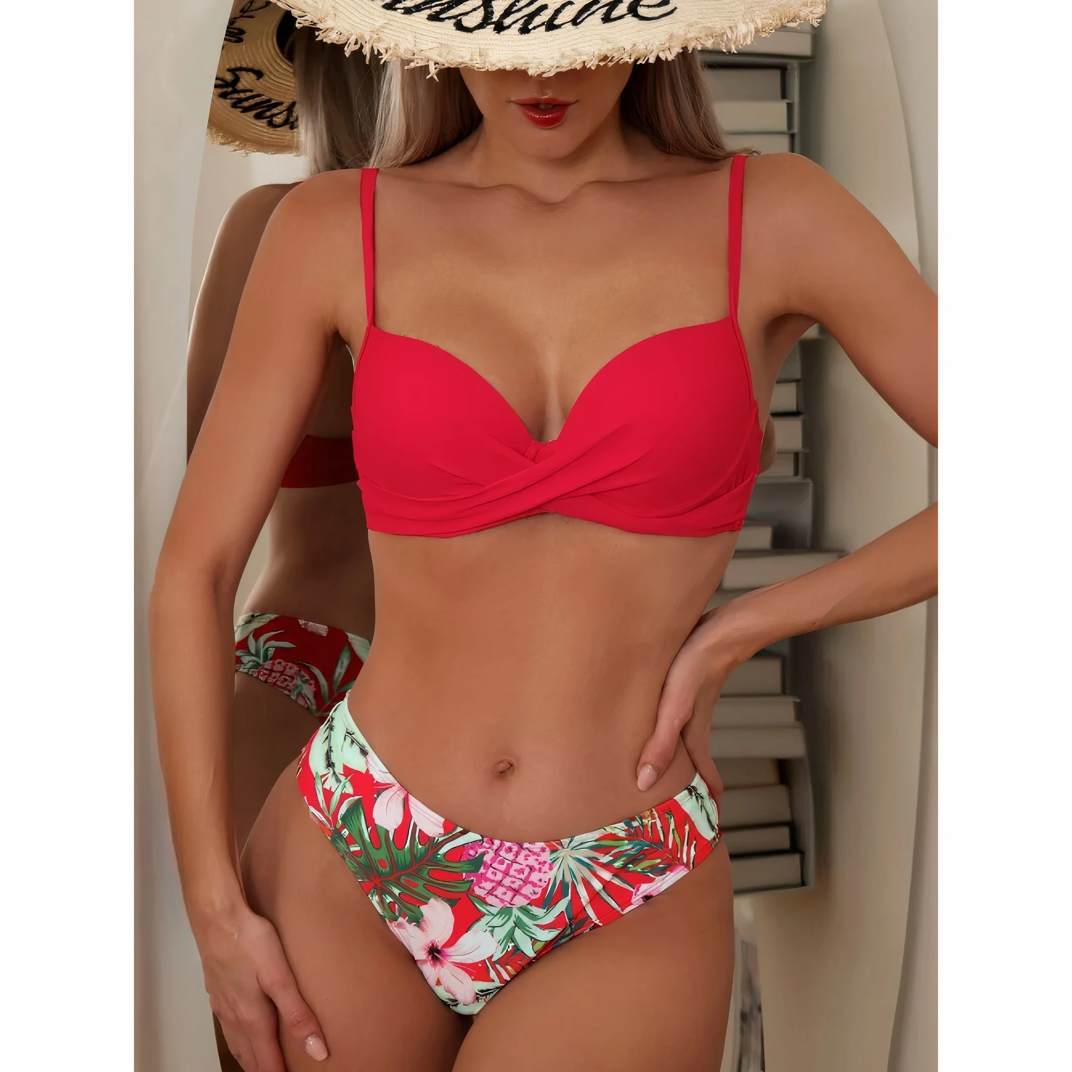 Heidi-Mode-In-1-Bikini-Set mit Blumenmuster (Bestseller)
