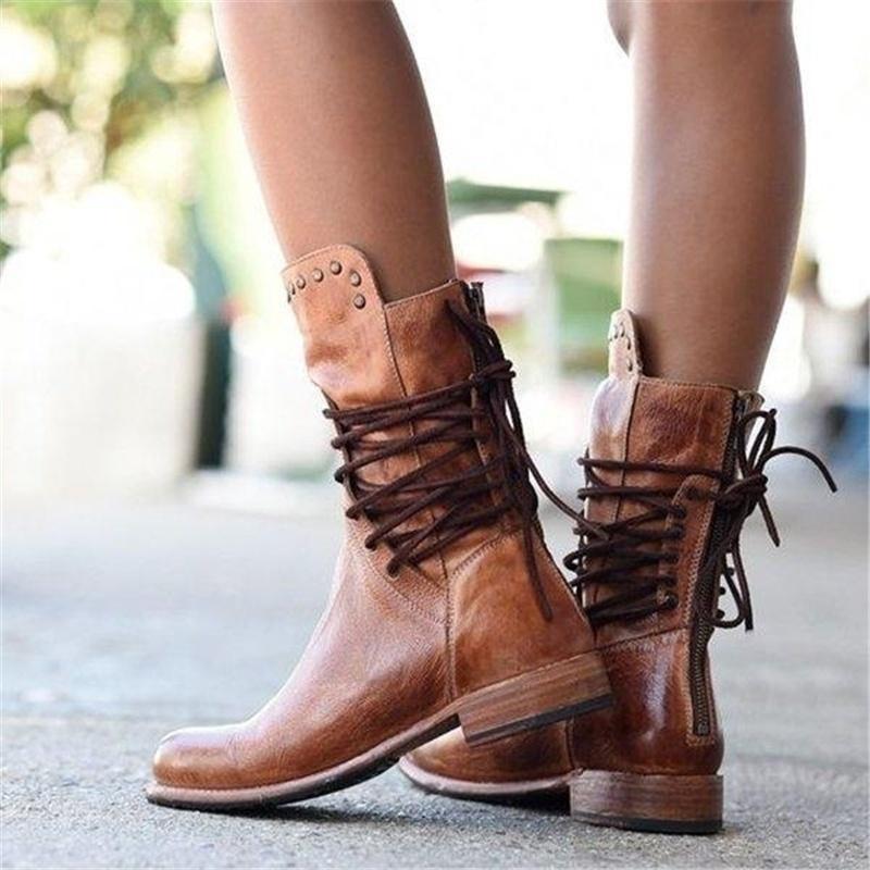 Braune Damen Leder Schnürstiefel – Freya Heidi Mode - Image 4