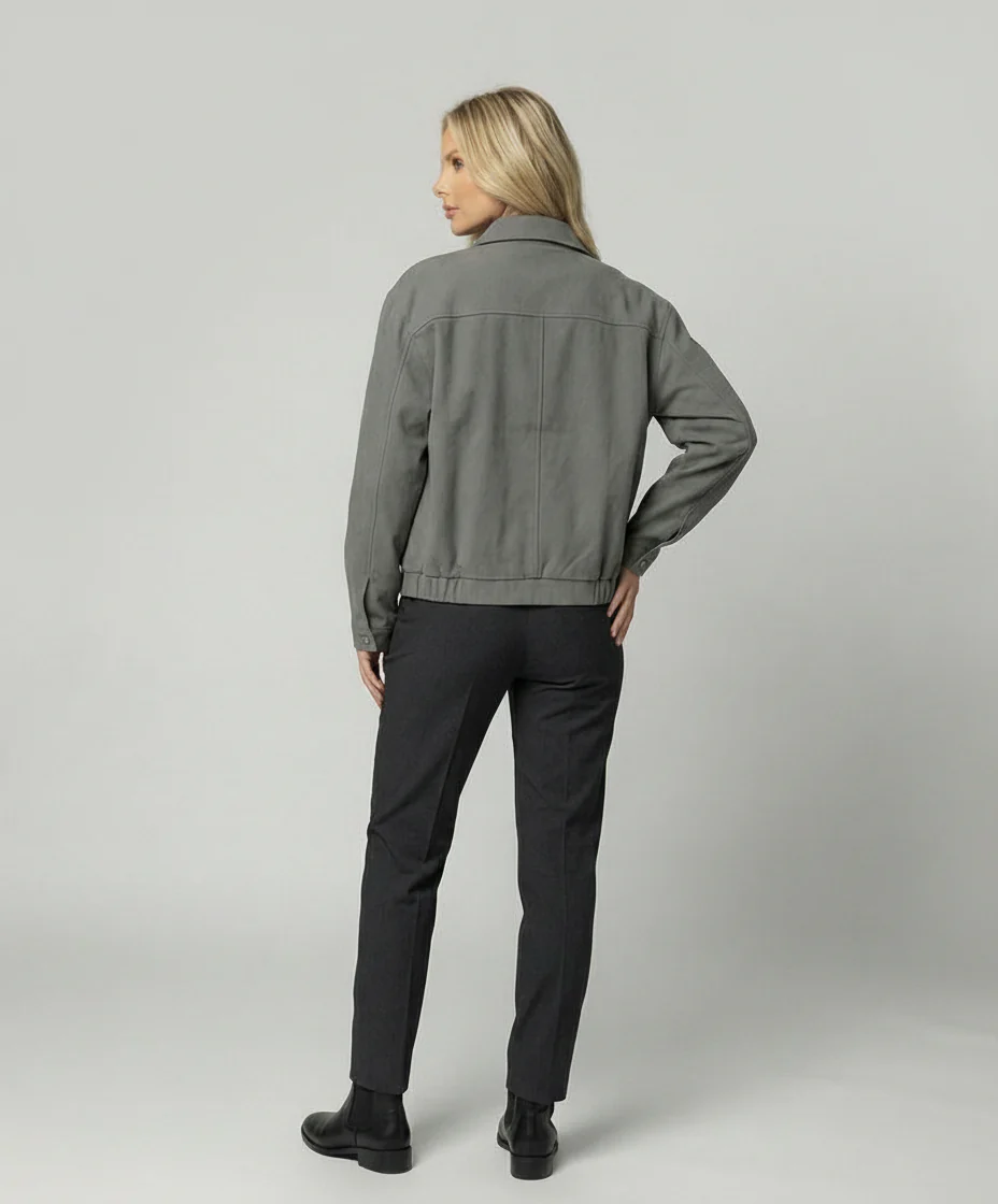Bwka Vintage Boxy Jacke Cleanfit Unisex Herbst Kurzmantel Grau - Image 4