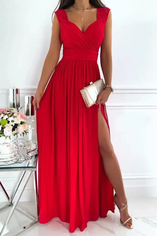 Damen Abendkleid mit Elegantem V-Ausschnitt und Rüschendetails Heidi-Mode - Image 7
