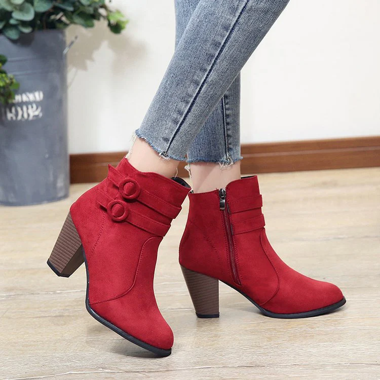 Damen Ankle-Boots mit Dekorativen Riemen und Elegantem Absatz Heidi-Mode - Image 3