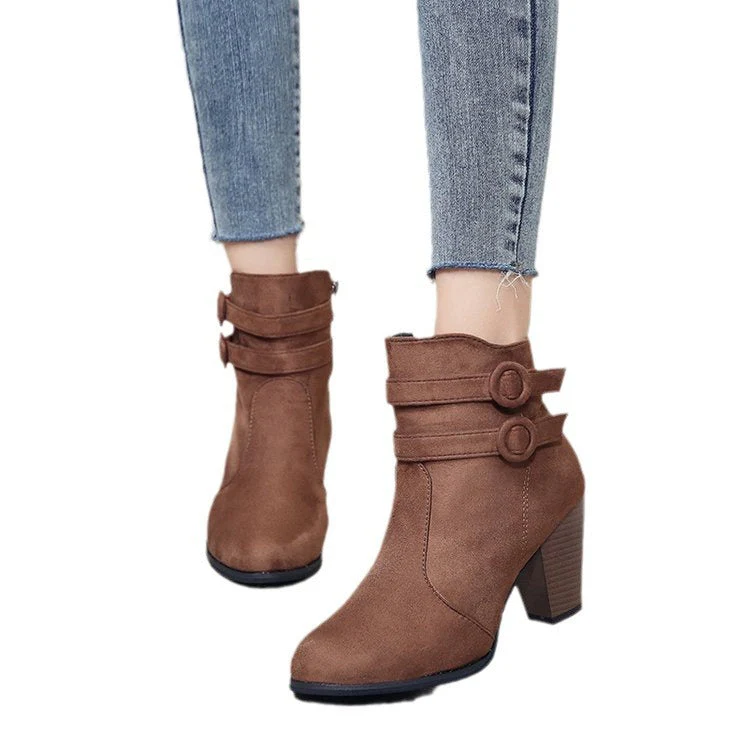 Damen Ankle-Boots mit Dekorativen Riemen und Elegantem Absatz Heidi-Mode - Image 5