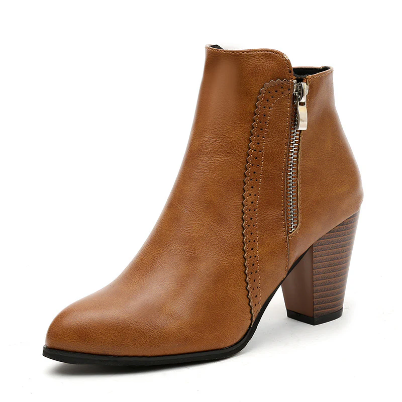 Damen Ankle Boots mit eleganter Schnürung und modischem Reißverschluss Heidi Mode - Image 6