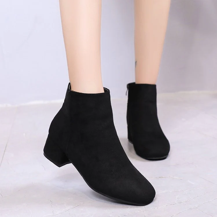 Damen Ankle-Boots mit Modernem, Minimalistischem Design und Komfortablem Blockabsatz Heidi-Mode - Image 3