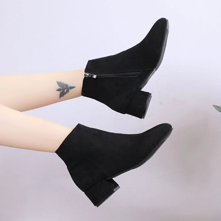 Damen Ankle-Boots mit Modernem, Minimalistischem Design und Komfortablem Blockabsatz Heidi-Mode - Image 4