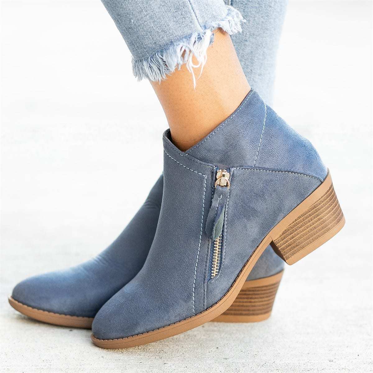 Damen Ankle Boots mit modischem Reißverschluss und komfortablem Blockabsatz Heidi Mode - Image 3