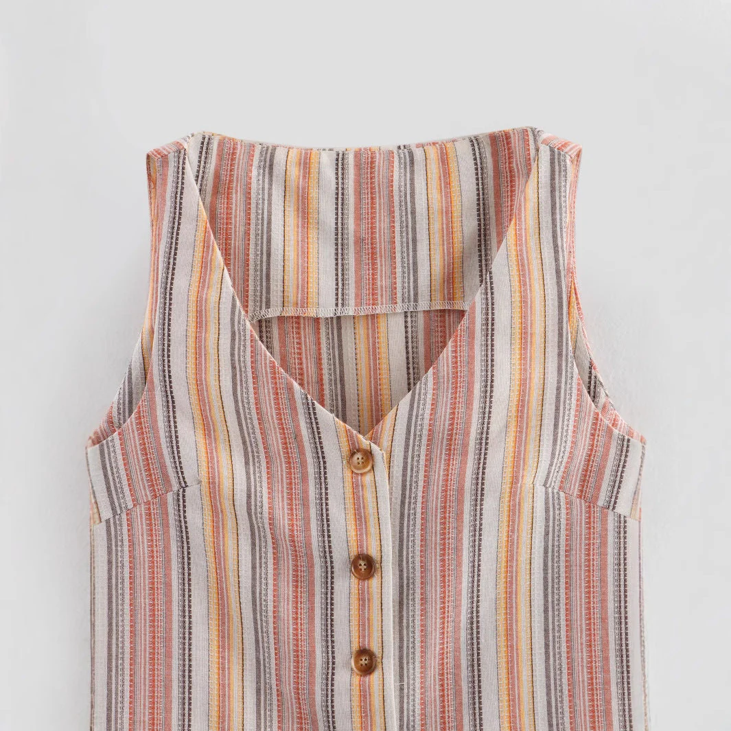 Damen Ärmellose Bluse mit V-Ausschnitt und Stilvollem Streifenmuster Heidi-Mode - Image 3
