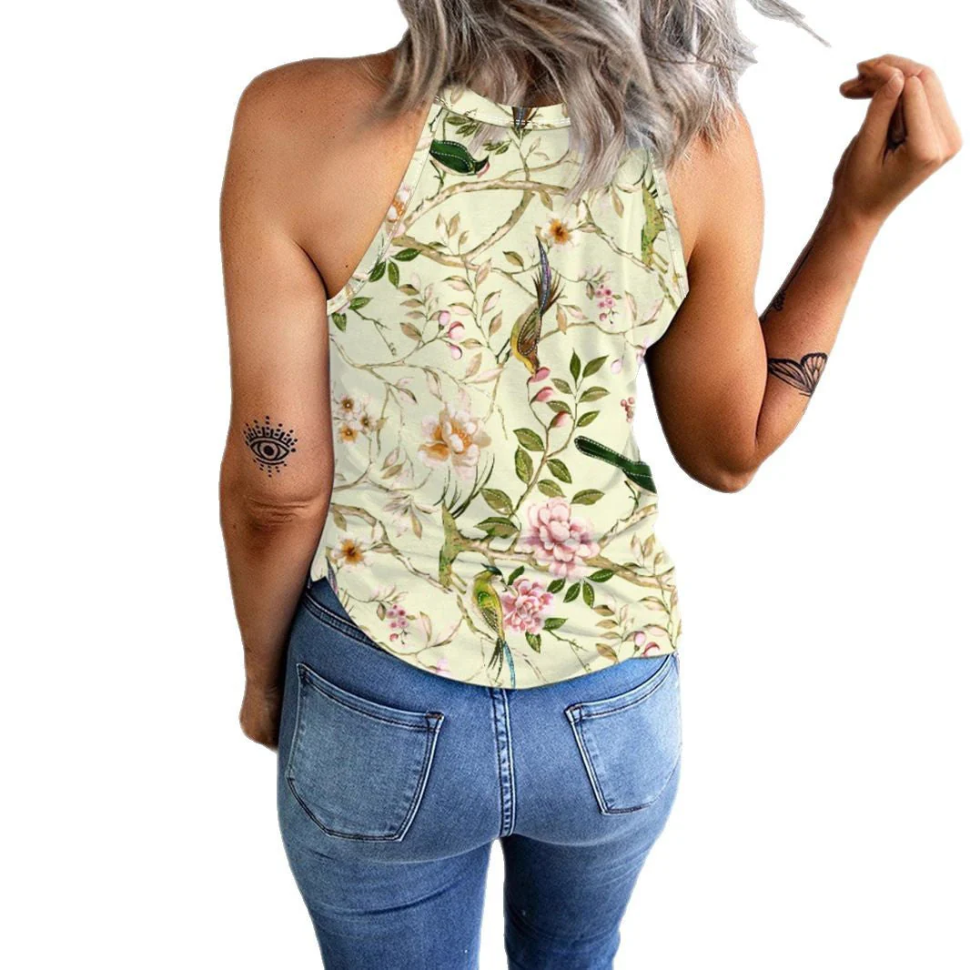 Damen Ärmelloses Blumenshirt mit Hohem Kragen Heidi-Mode - Image 5