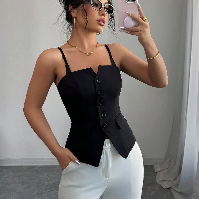 Damen Ärmelloses Blusentop mit Tailliertem Schnitt und Knopfdetails Heidi-Mode - Image 4