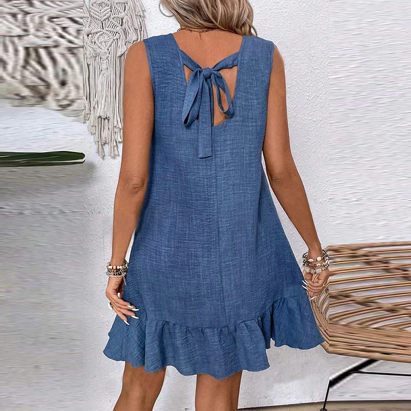 Damen Ärmelloses Kleid mit Rüschensaum und Lässigem Schnitt Heidi-Mode - Image 2