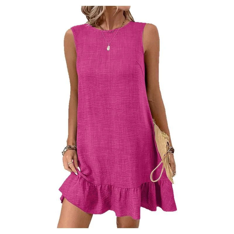 Damen Ärmelloses Kleid mit Rüschensaum und Lässigem Schnitt Heidi-Mode - Image 6