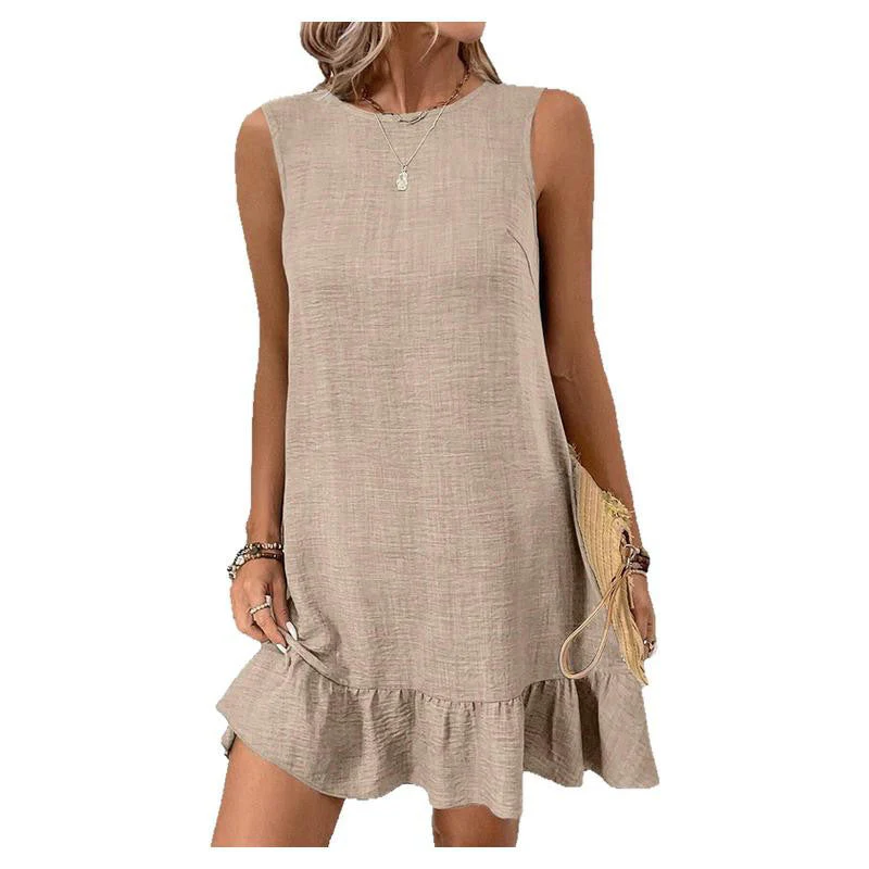 Damen Ärmelloses Kleid mit Rüschensaum und Lässigem Schnitt Heidi-Mode - Image 7