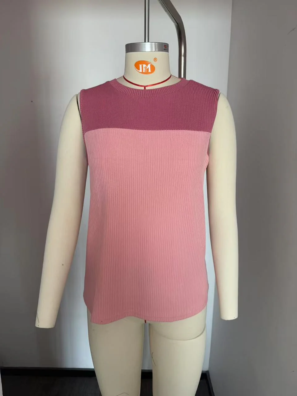 Damen Ärmelloses Oberteil mit Modischem Rippdesign und Feinem Farbblock Heidi-Mode - Image 7