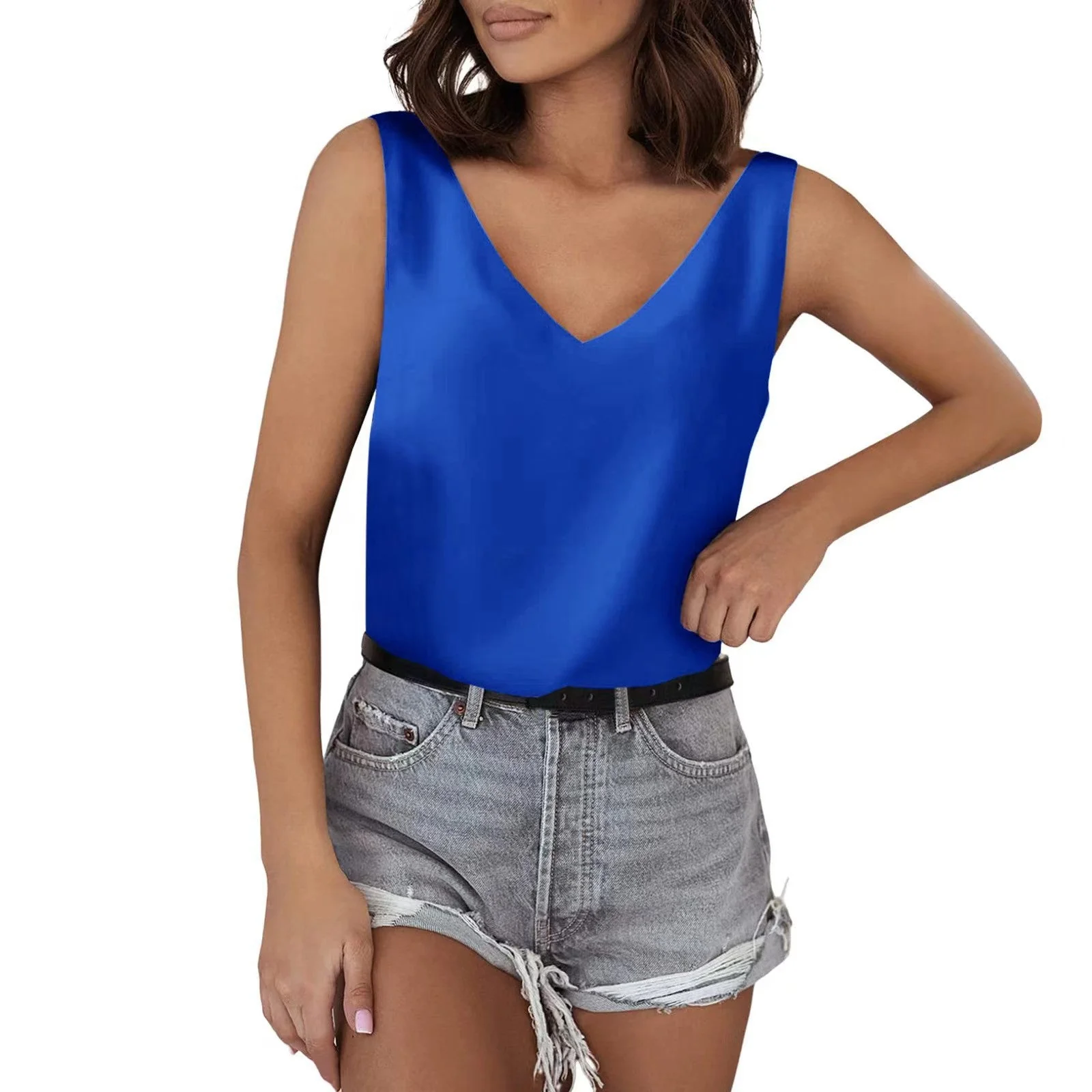 Damen Ärmelloses V-Ausschnitt Top Aus Hochwertigem Material Heidi-Mode - Image 3