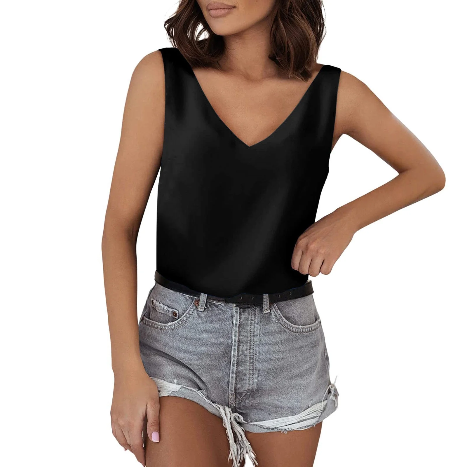 Damen Ärmelloses V-Ausschnitt Top Aus Hochwertigem Material Heidi-Mode - Image 4