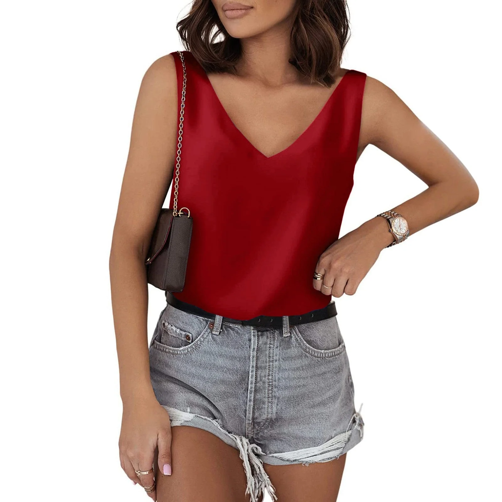 Damen Ärmelloses V-Ausschnitt Top Aus Hochwertigem Material Heidi-Mode - Image 7