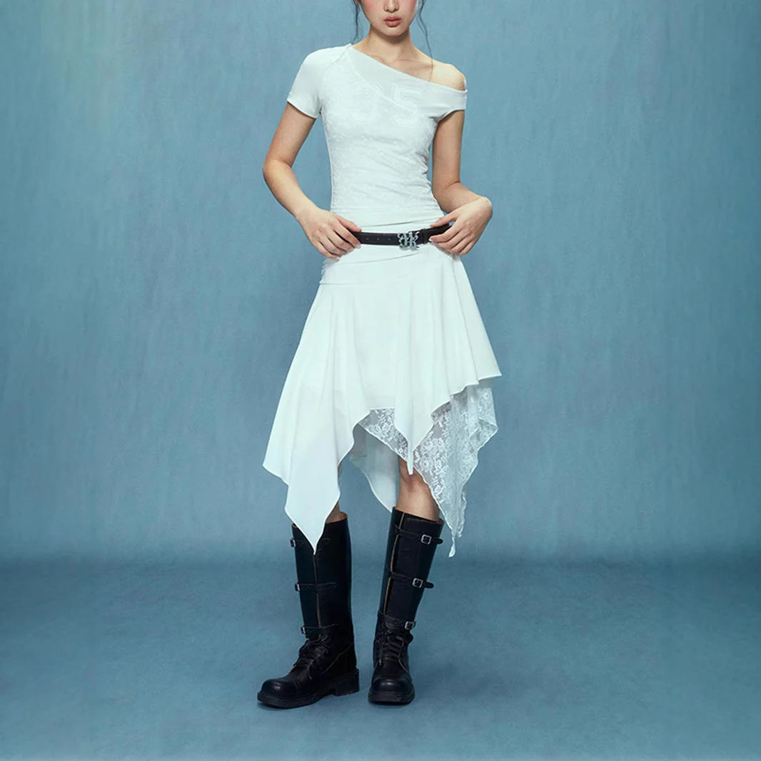 Damen asymmetrischer Spitzenrock mit Raffung und elegantem Design Heidi-Mode - Image 4