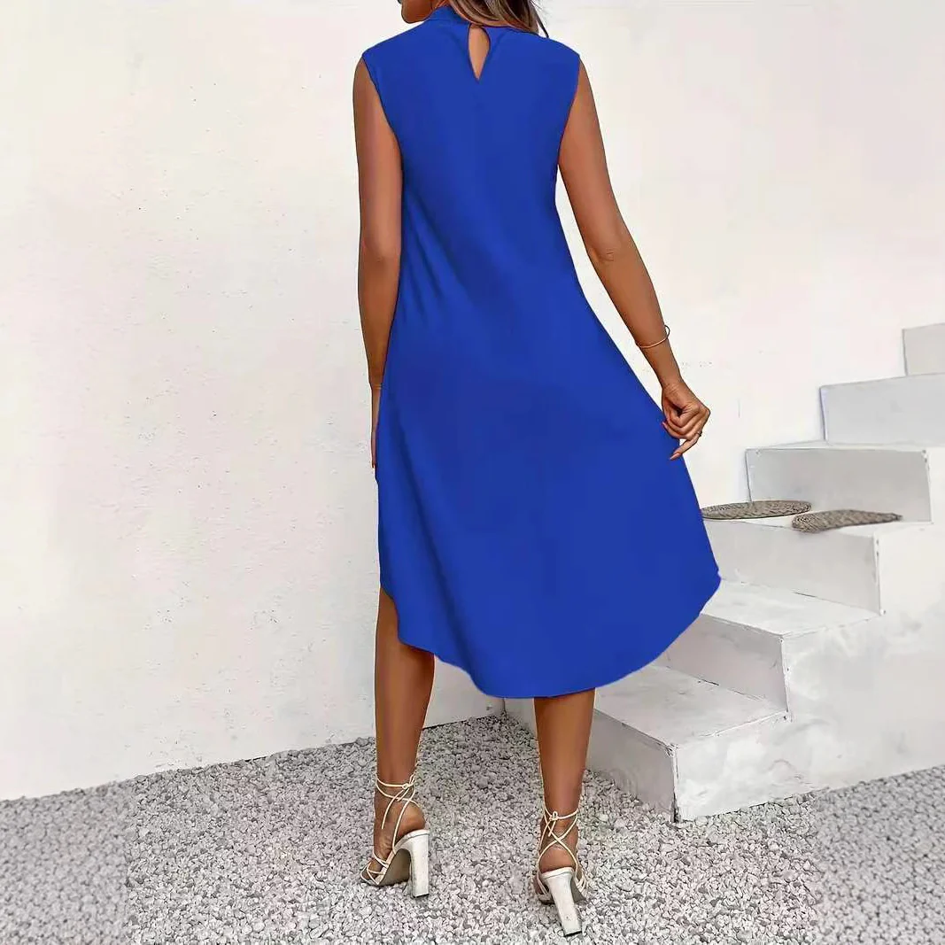 Damen asymmetrisches A-Linien Kleid mit schickem Schlüssellochausschnitt und fließendem Schnitt Heidi-Mode - Image 3