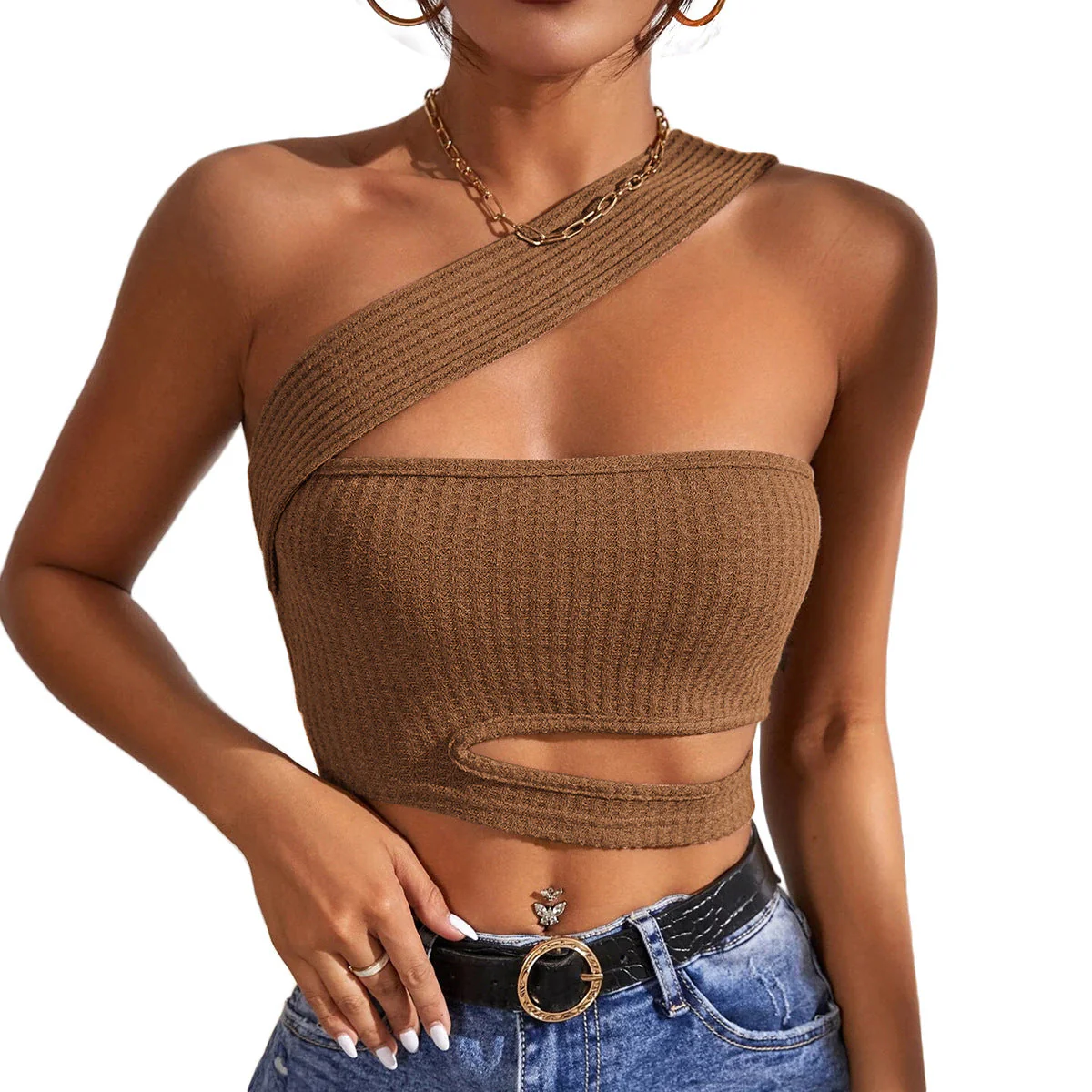Damen Asymmetrisches Crop-Top mit Innovativem Cut-Out Heidi-Mode - Image 5