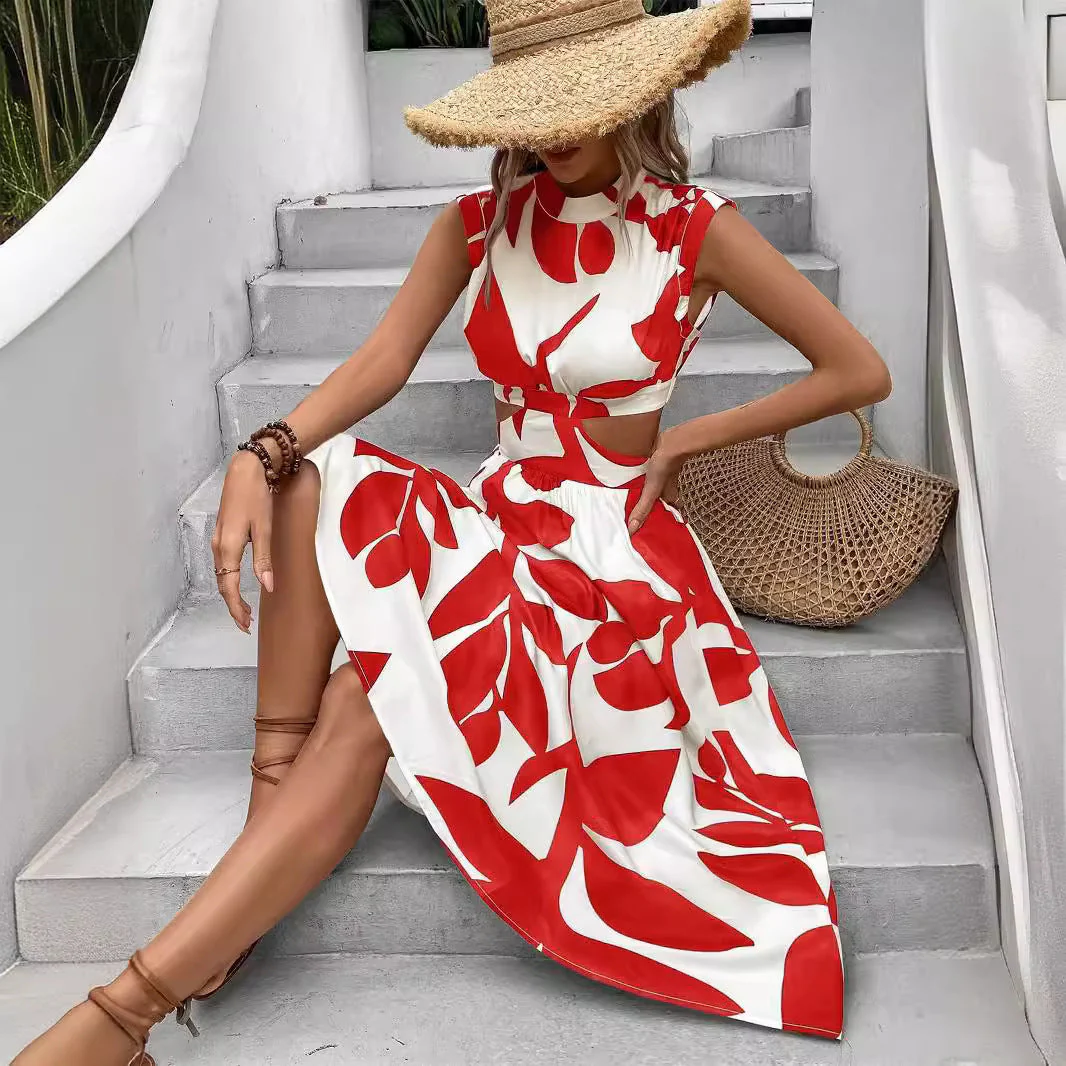 Damen Asymmetrisches Kleid mit Cut-Out-Details und Floralem Design Heidi-Mode - Image 2