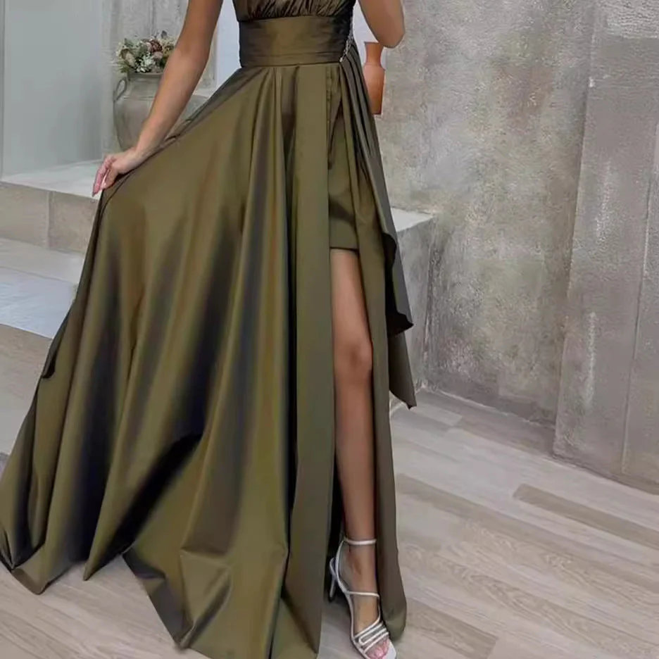 Damen Asymmetrisches Maxikleid mit Elegantem Schnitt und Hohem Schlitz Heidi-Mode - Image 2