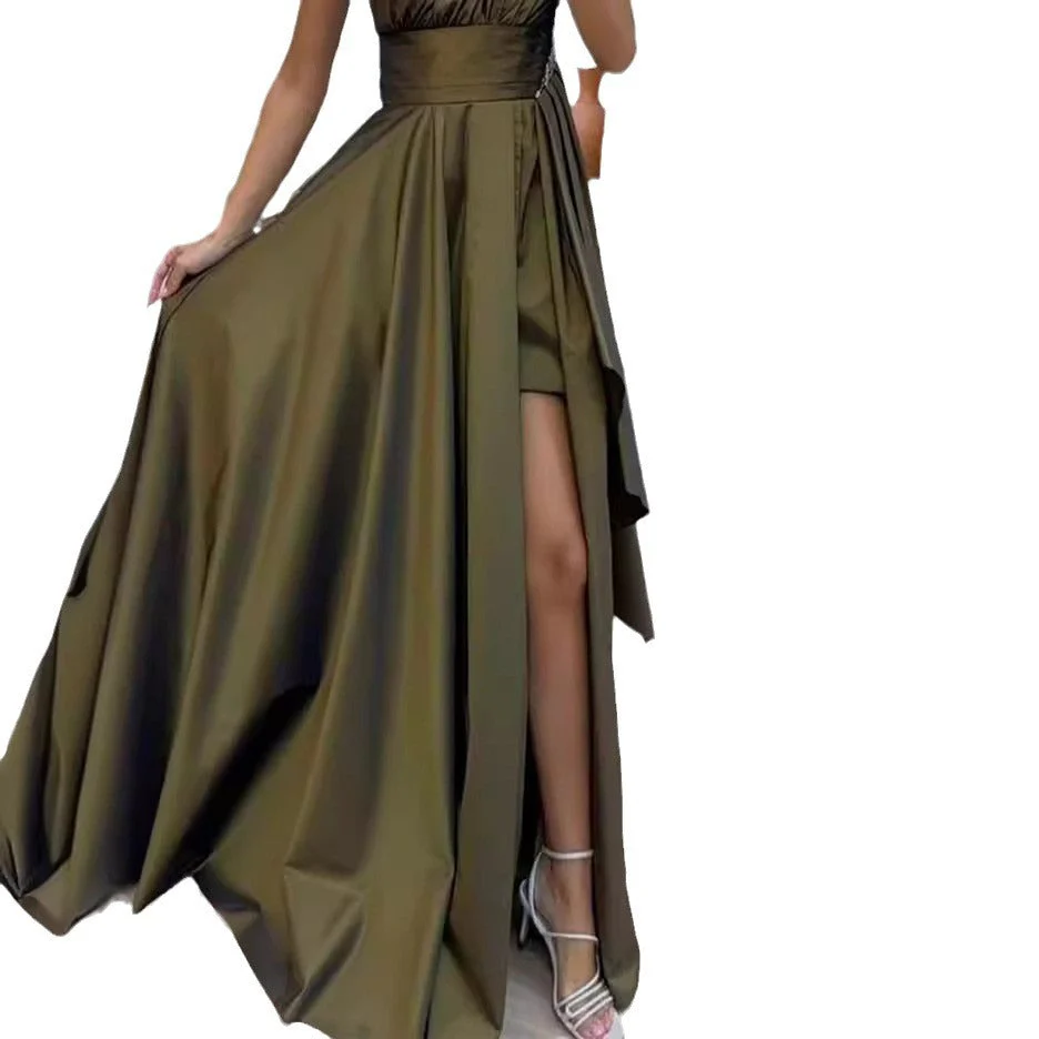 Damen Asymmetrisches Maxikleid mit Elegantem Schnitt und Hohem Schlitz Heidi-Mode - Image 5