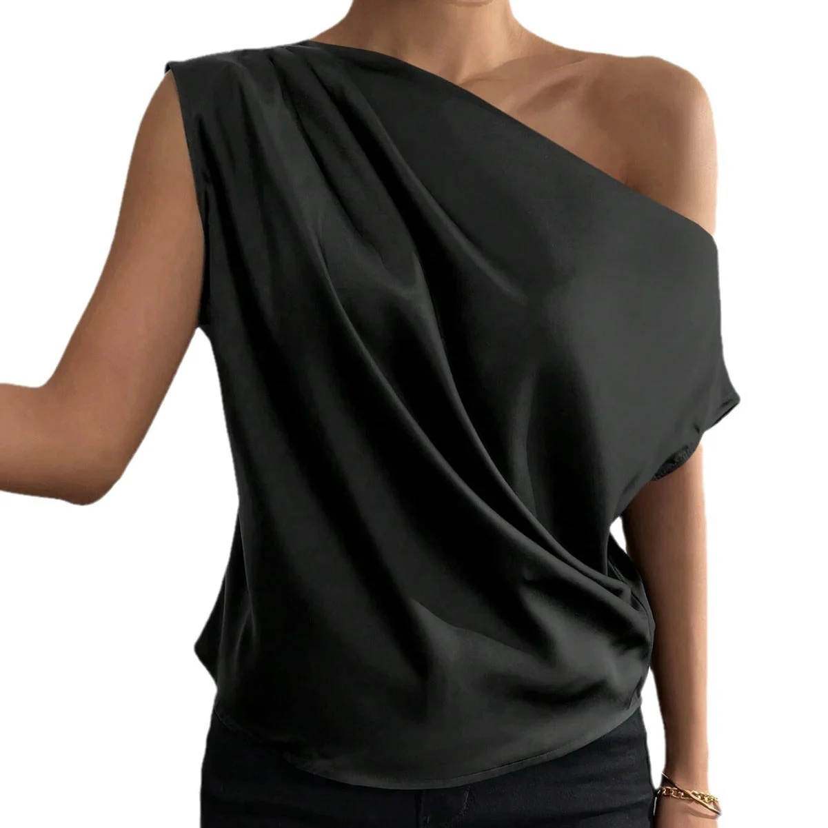 Damen Asymmetrisches Top mit Drapierung und Elegantem Schnitt Heidi-Mode - Image 5
