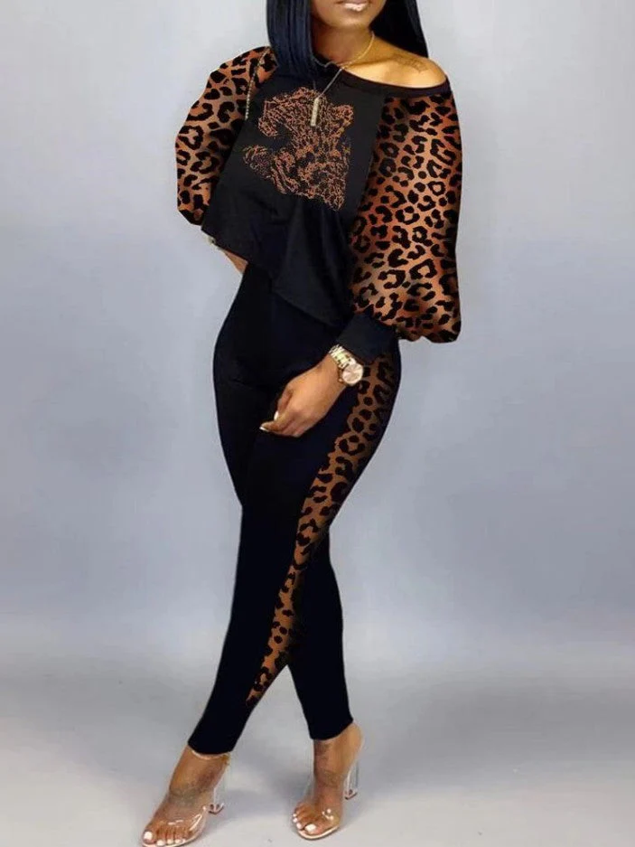 Damen Athleisure Set mit Modischen Leopardenärmel und Slim Fit Heidi-Mode - Image 4