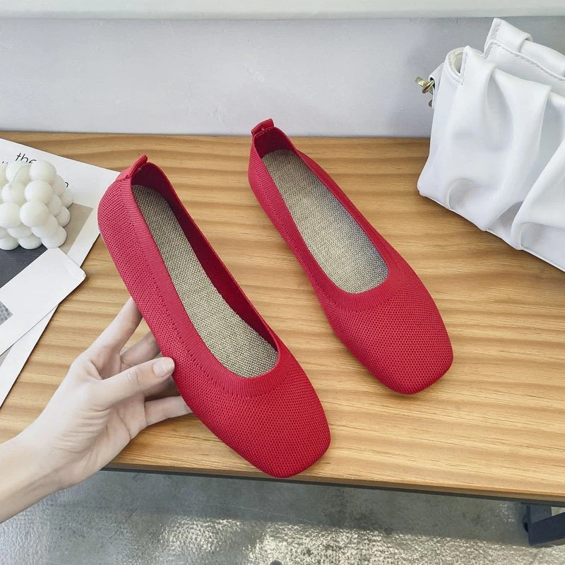Damen Atmungsaktive Ballerinas Aus Flexiblem Stoff Heidi-Mode