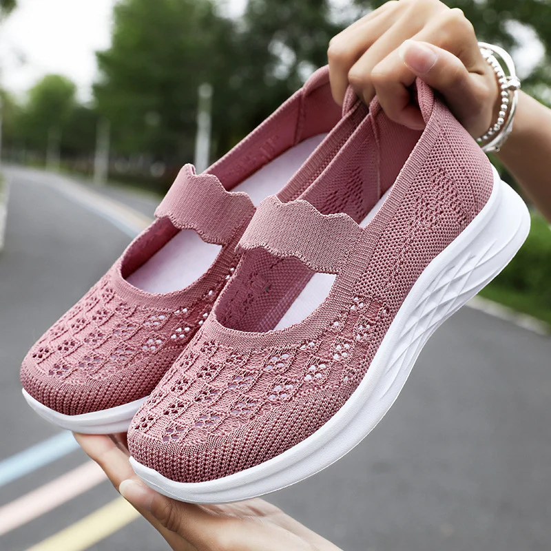 Damen Atmungsaktive Ballerinas mit elastischem Riemen und rutschfester Sohle Heidi Mode