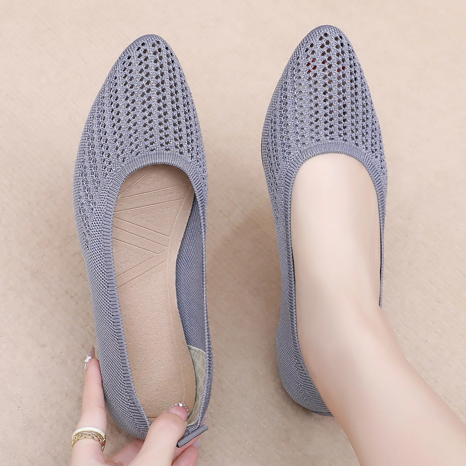 Damen Atmungsaktive Ballerinas mit elastischem Strickdesign Heidi Mode - Image 2