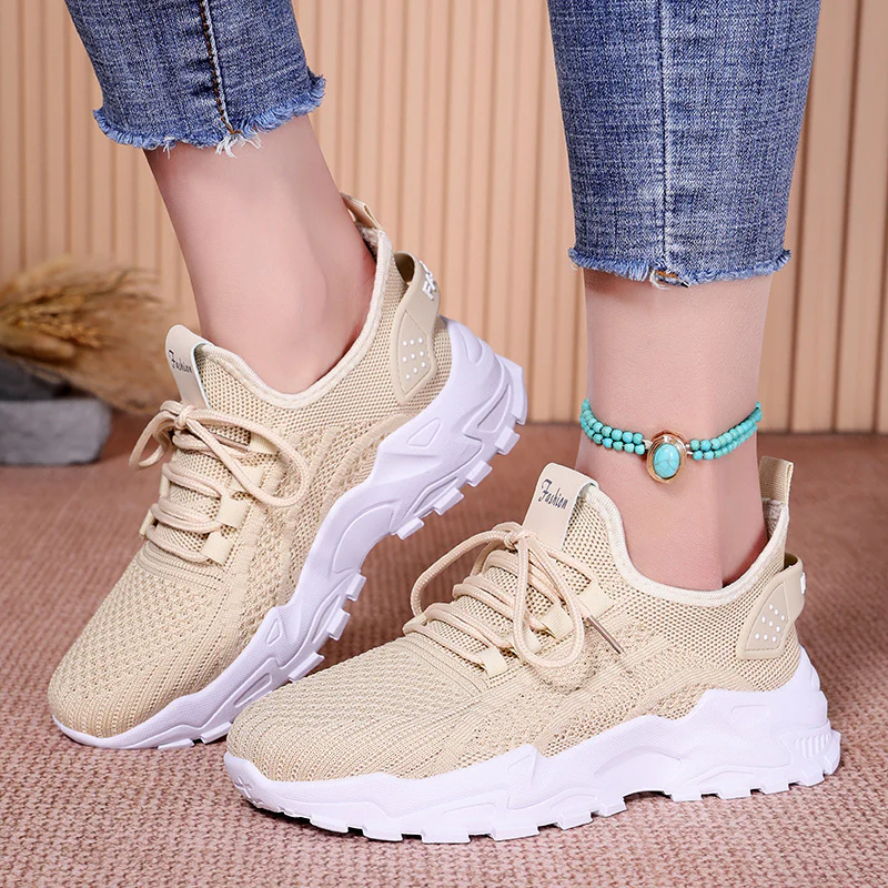 Damen Atmungsaktive Fitness Sneakers mit flexiblem Strickoberteil und rutschfester Sohle Heidi Mode - Image 2