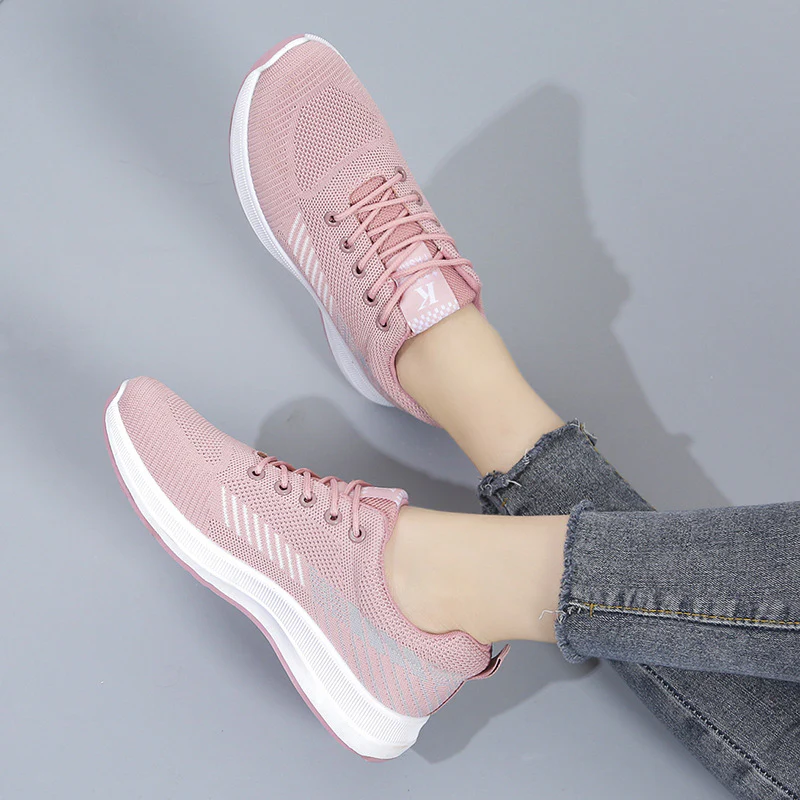 Damen Atmungsaktive Lauf-Sneaker mit elastischer Schnürung und dämpfender Sohle Heidi Mode