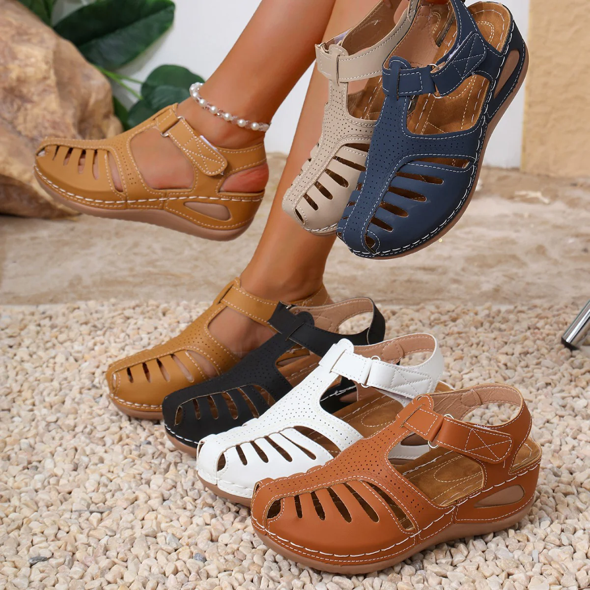 Damen Atmungsaktive Riemensandalen mit verstellbarem Riemendesign und ergonomischem Fußbett Heidi Mode