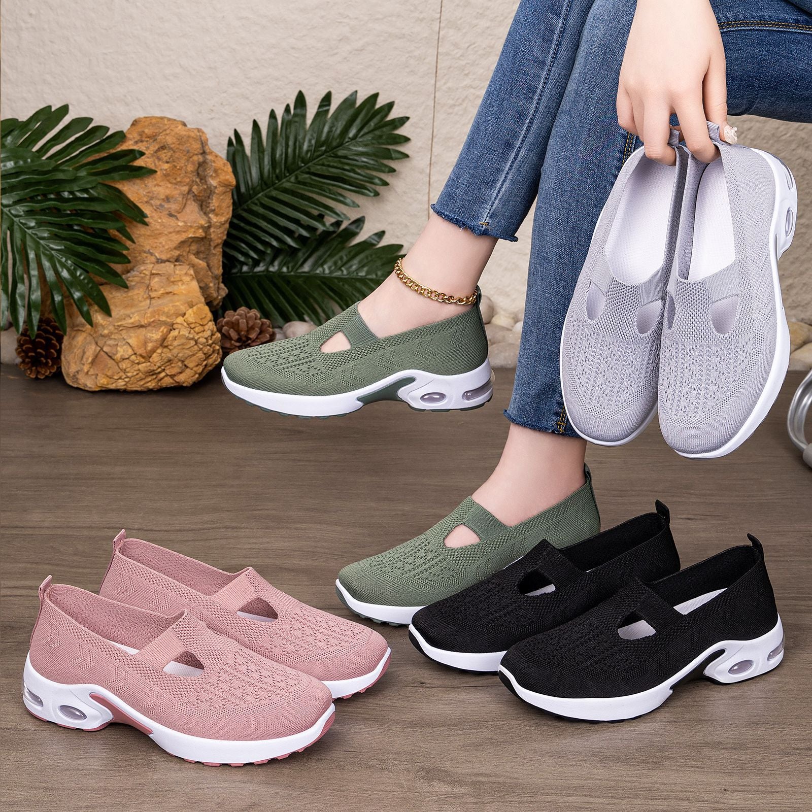 Damen Atmungsaktive Slip-On Freizeit-Schuhe mit dämpfender Sohle Heidi Mode - Image 4