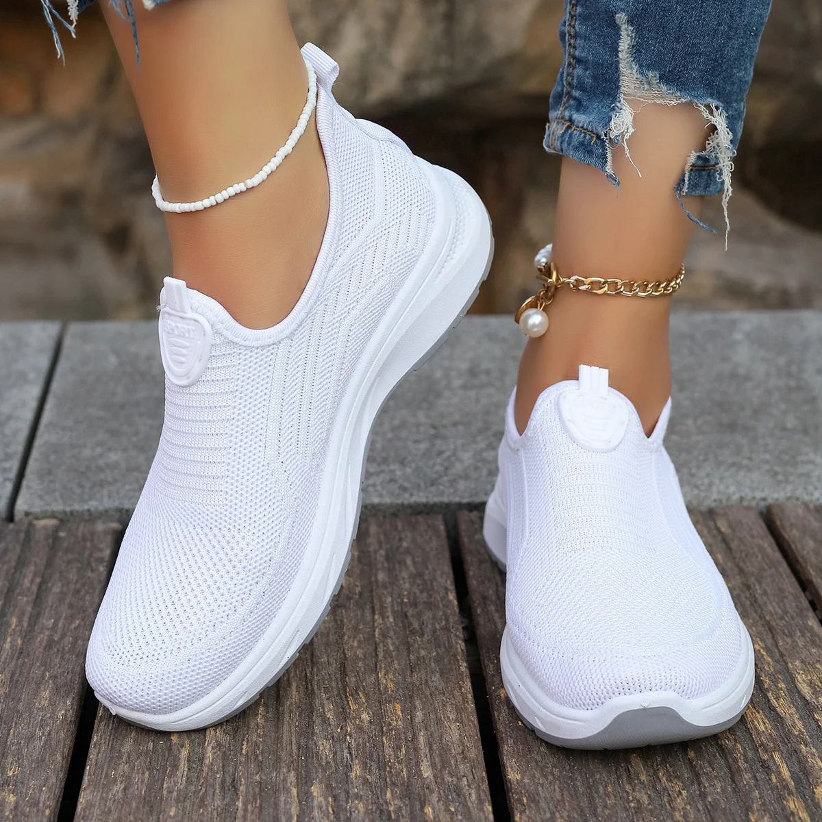 Damen Atmungsaktive Slip-On Freizeitschuhe mit dämpfender Sohle Heidi Mode - Image 4