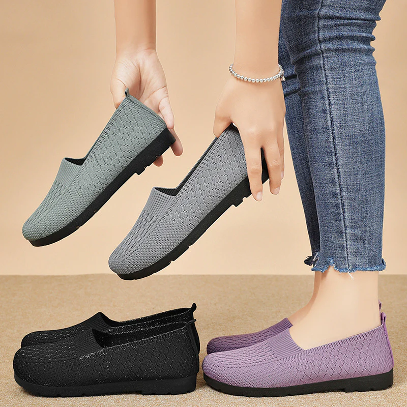 Damen Atmungsaktive Slip-On Freizeitschuhe mit flexiblem Strickdesign Heidi Mode - Image 4