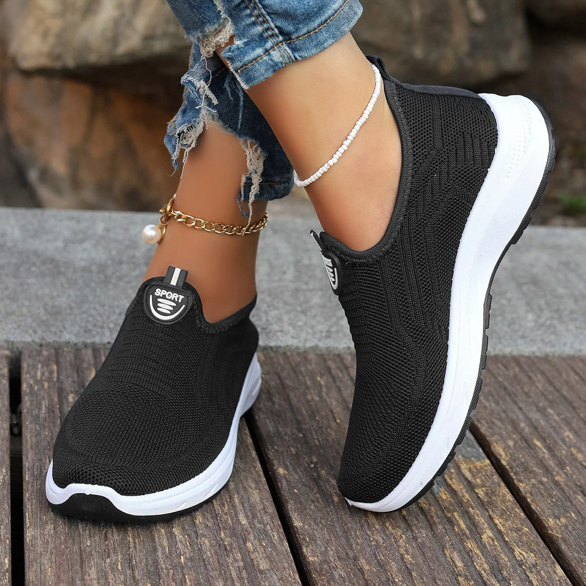 Damen Atmungsaktive Slip-On Sneakers mit elastischem Einsatz und dämpfender Sohle Heidi Mode - Image 12