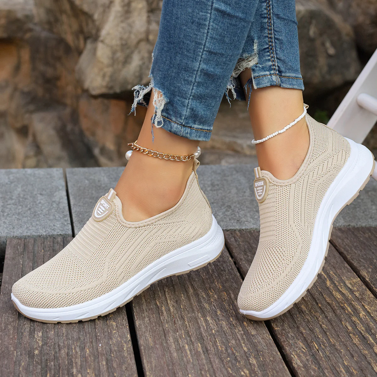 Damen Atmungsaktive Slip-On Sneakers mit elastischem Einsatz und dämpfender Sohle Heidi Mode - Image 7