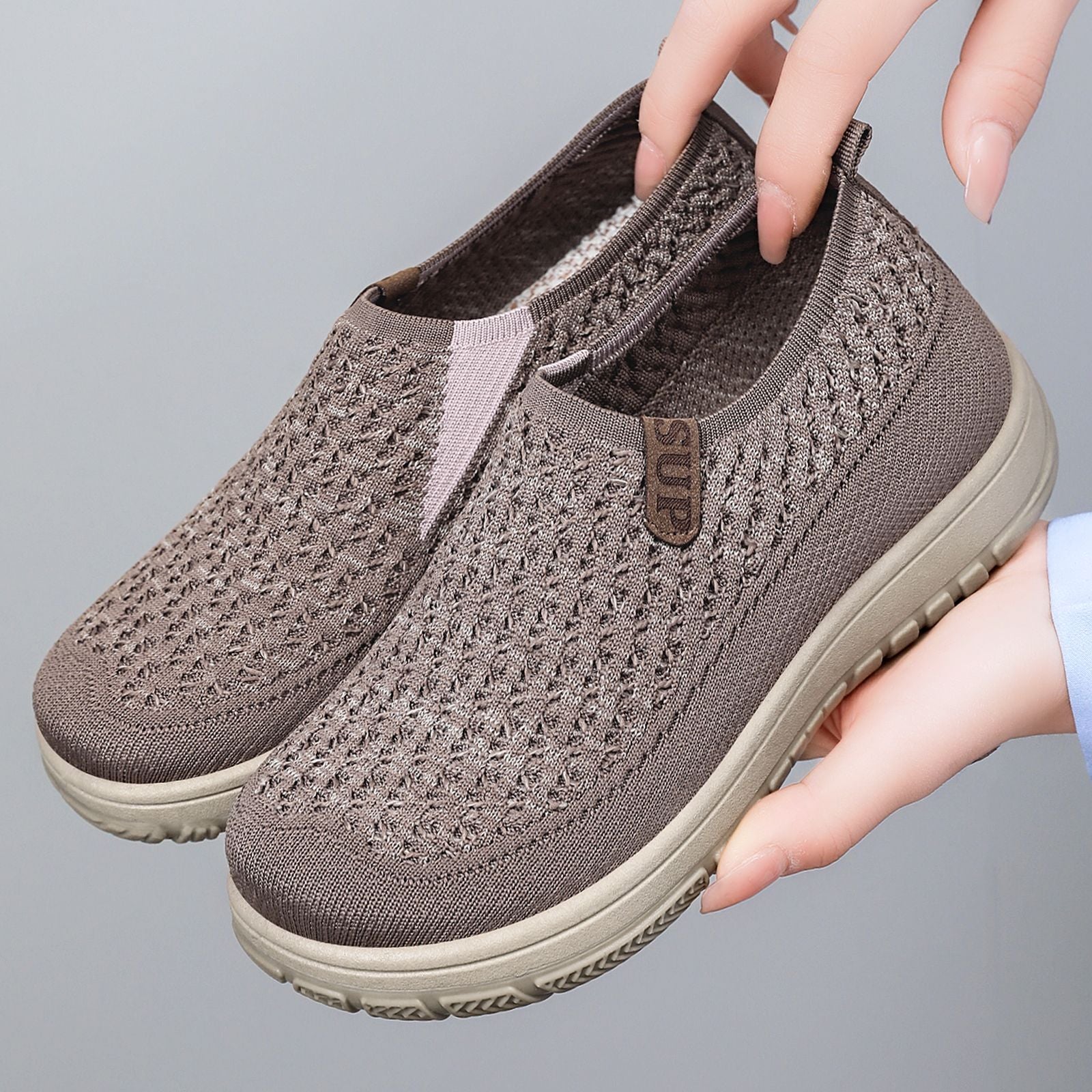 Damen atmungsaktive Slip-On Sneakers mit flexiblem Strickdesign Heidi Mode - Image 2