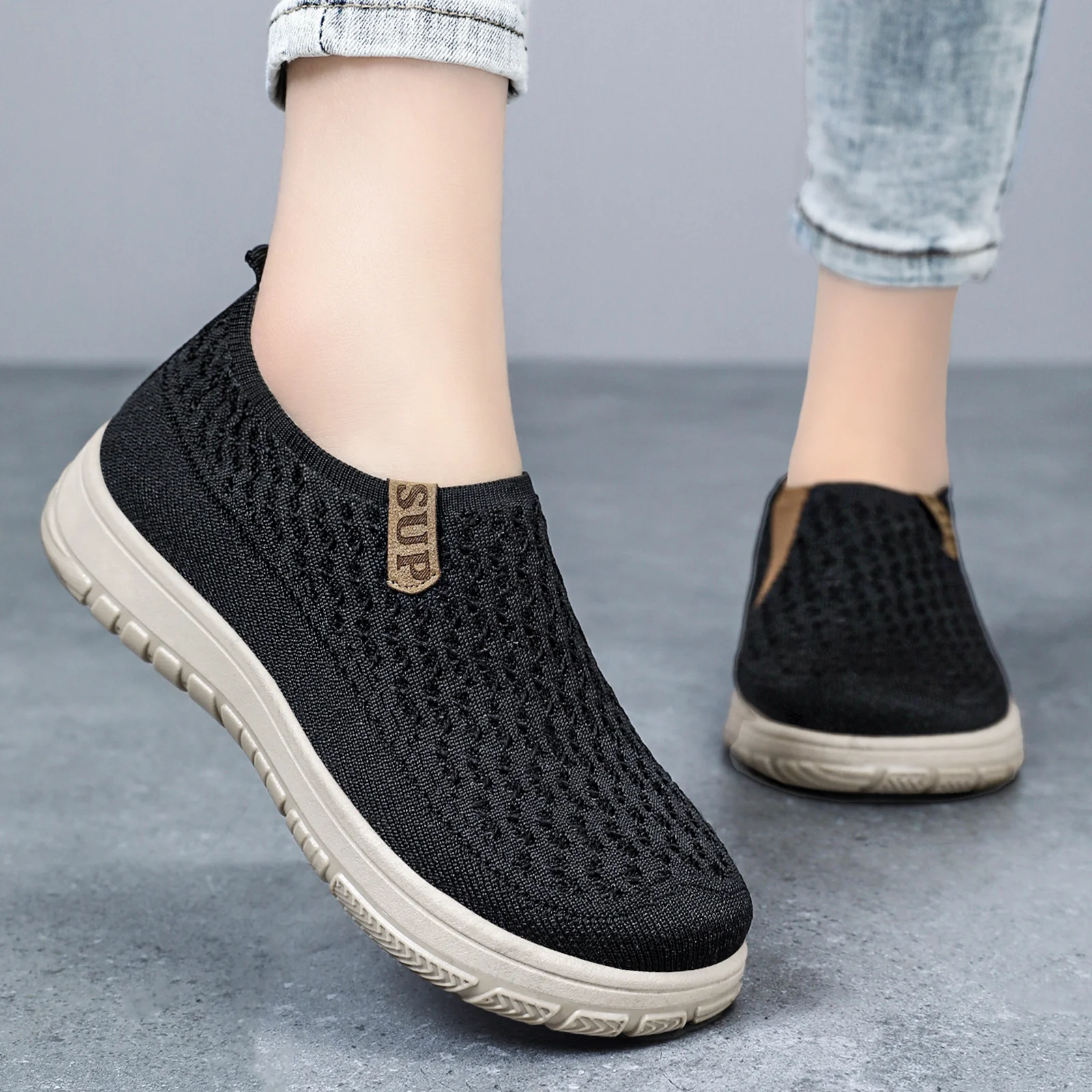 Damen atmungsaktive Slip-On Sneakers mit flexiblem Strickdesign Heidi Mode - Image 3