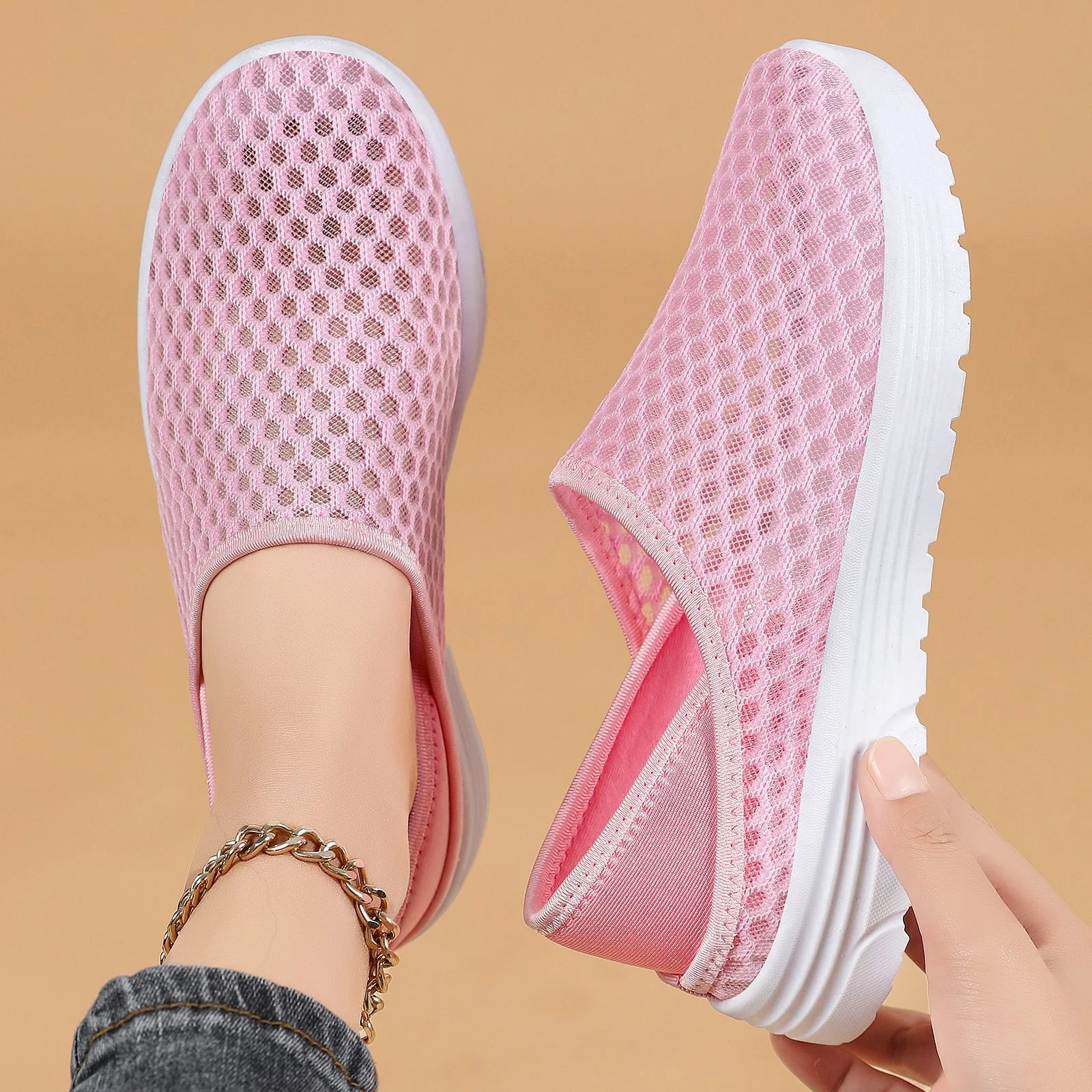 Damen Atmungsaktive Slip-On Sportschuhe mit flexiblem Mesh-Obermaterial Heidi Mode