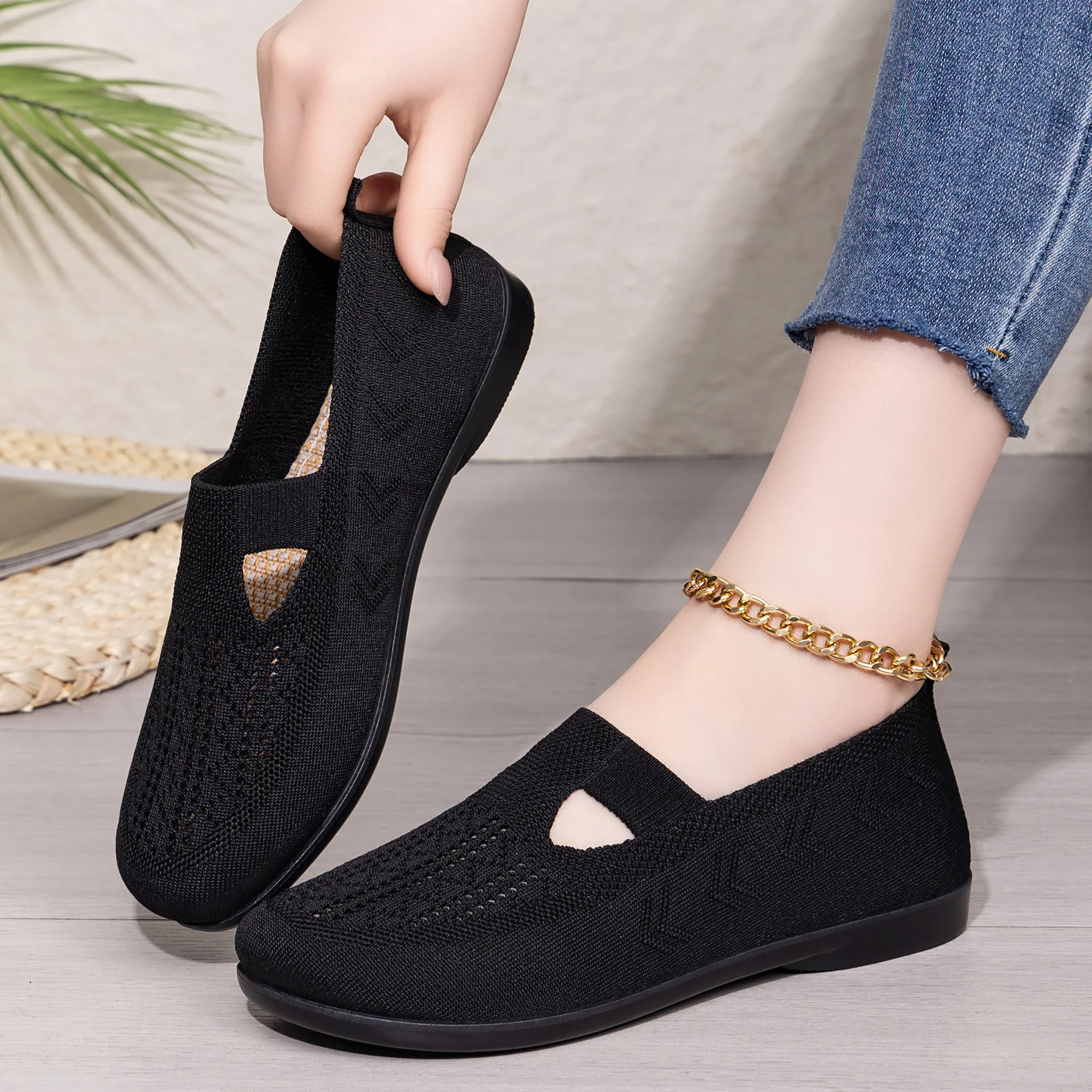 Damen atmungsaktive Stricksandalen mit elastischem Portion Heidi Mode - Image 4