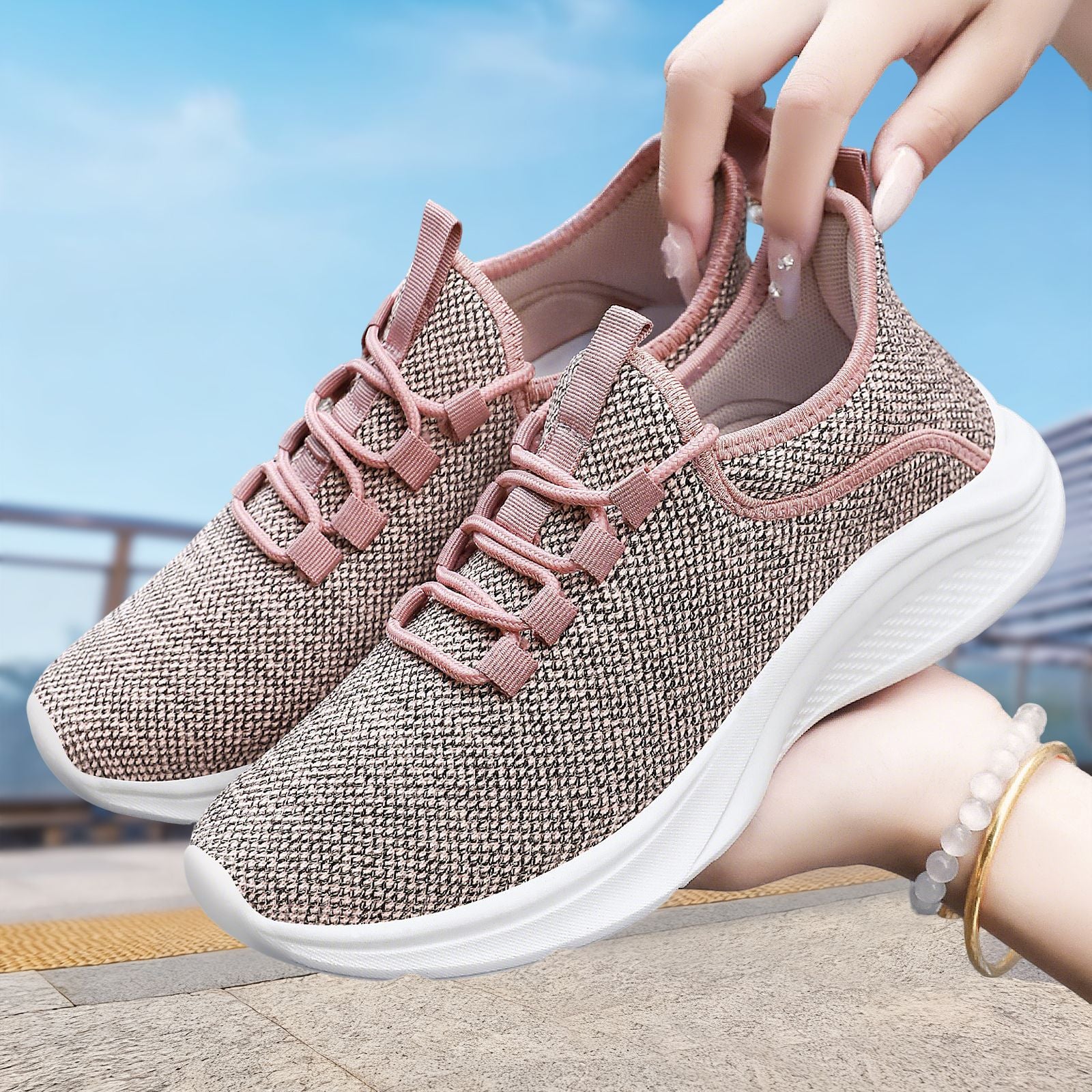 Damen Atmungsaktive Wellness-Sneaker mit flexiblem Strickoberteil Heidi Mode - Image 3