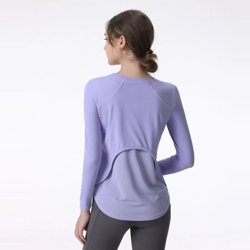 Damen Atmungsaktives Langarm-Sportshirt mit Uv-Schutz und Feuchtigkeitsableitender Technologie Heidi-Mode